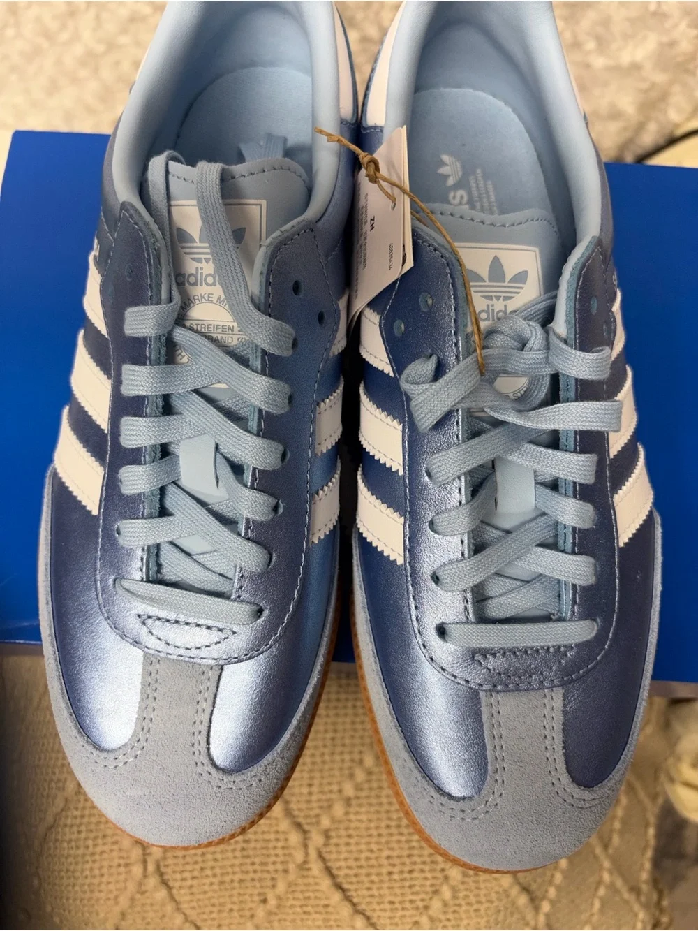 adidas OG Samba Metallic Blue Gum Sole women 7.5